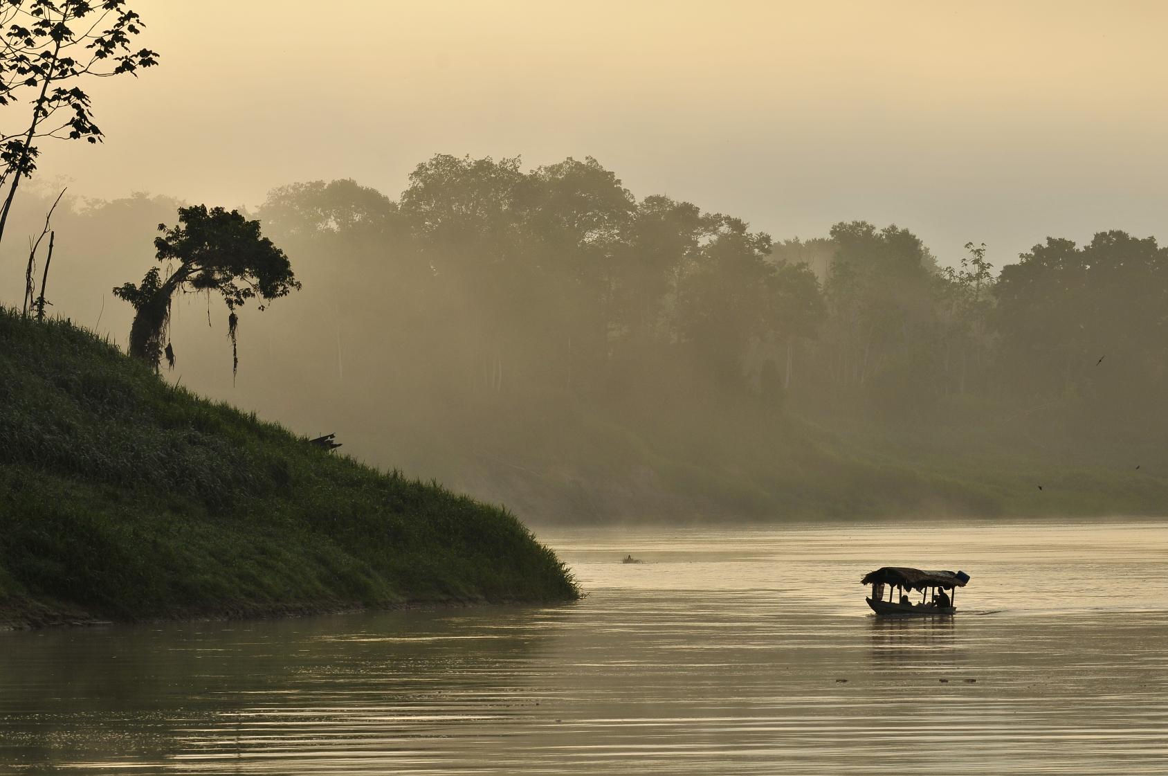 An Indigenous fishing site in the Amazon forest.