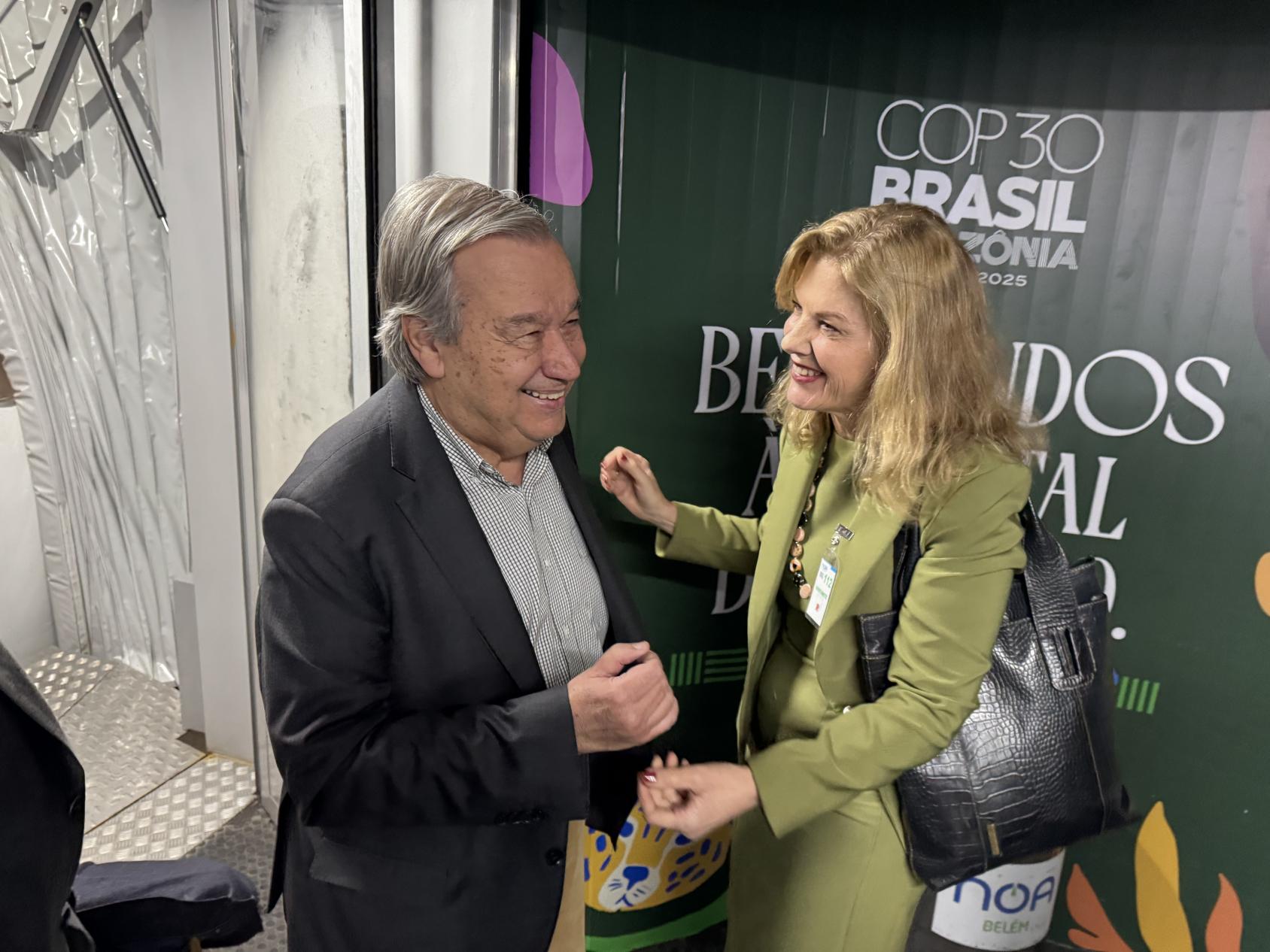 The UN Secretary-General and UN Resident Coordinator for Brazil together at the COP 2025.