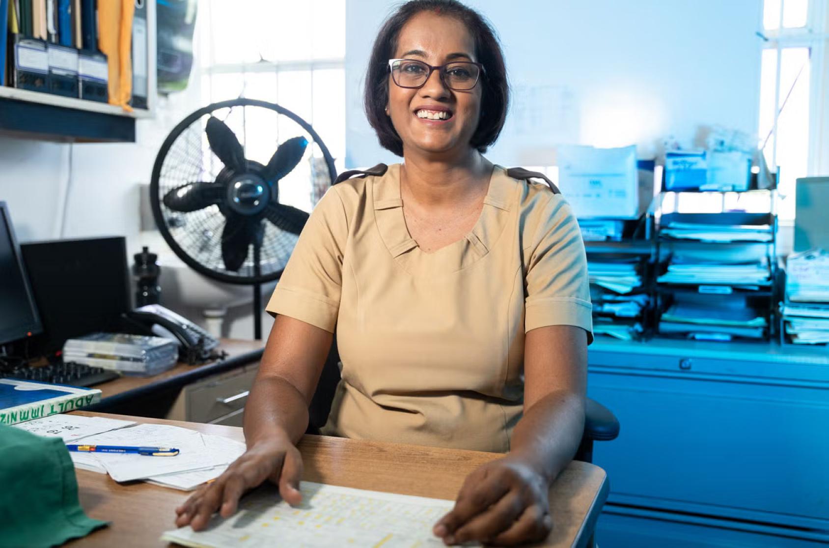 A health worker in Trinidad and Tobago.
