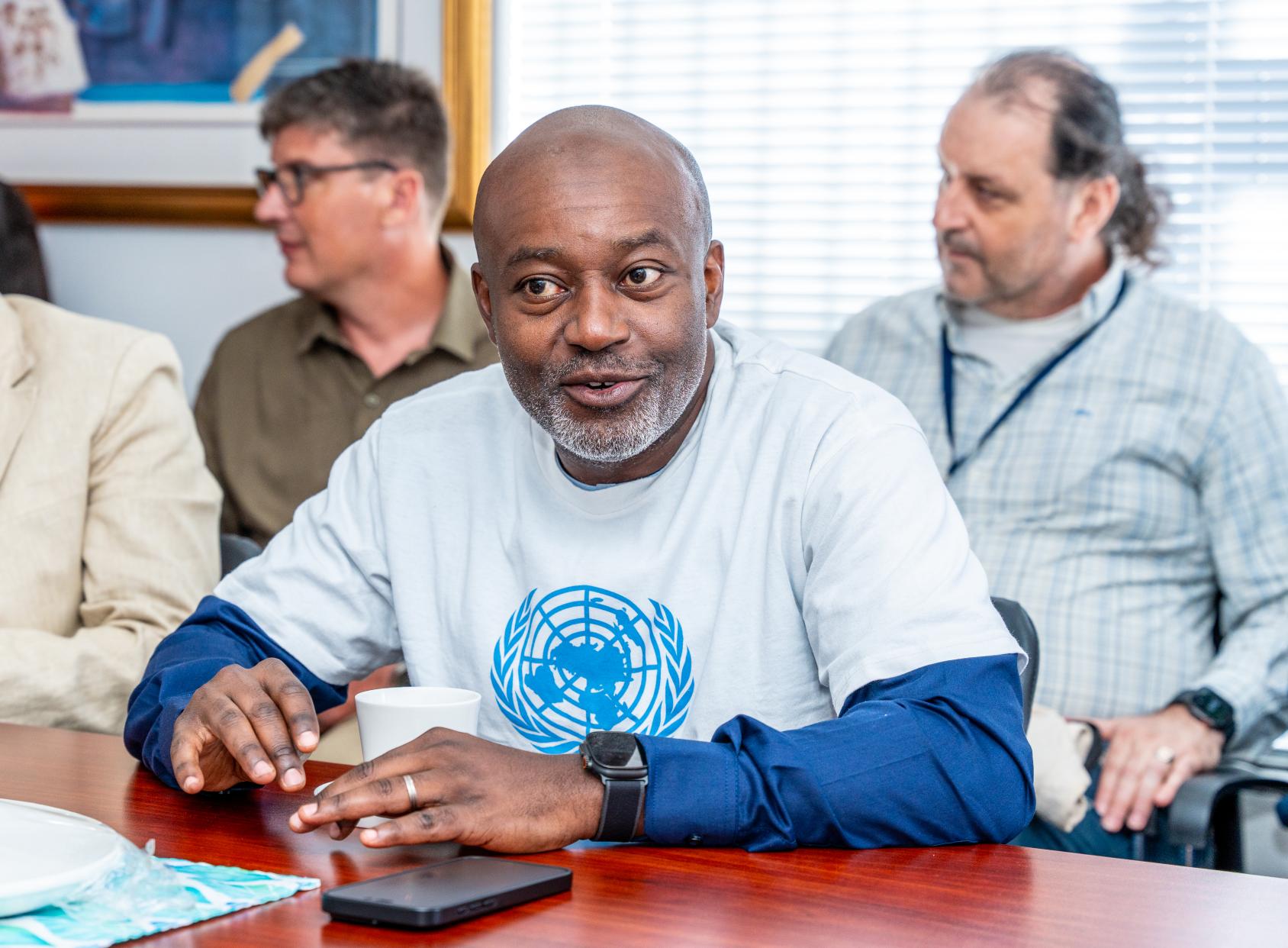 The Resident Coordinator in South Africa at a briefing about gender-based violence.