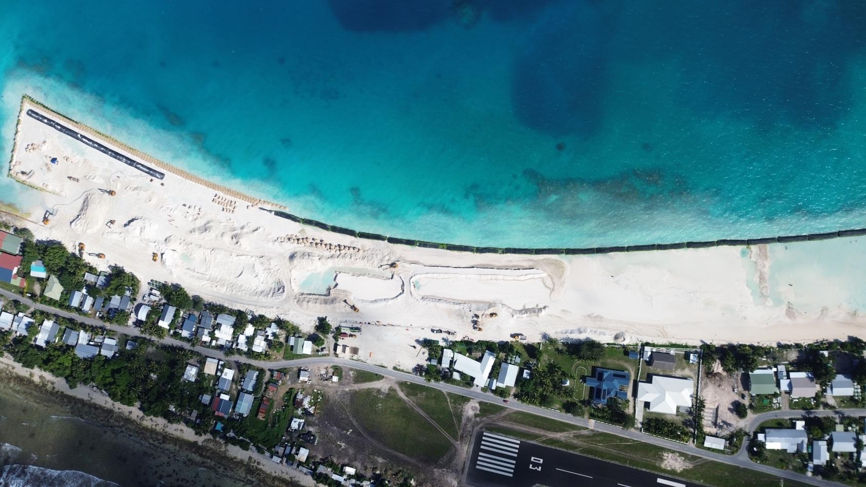 A aerial view over Tuvalu.