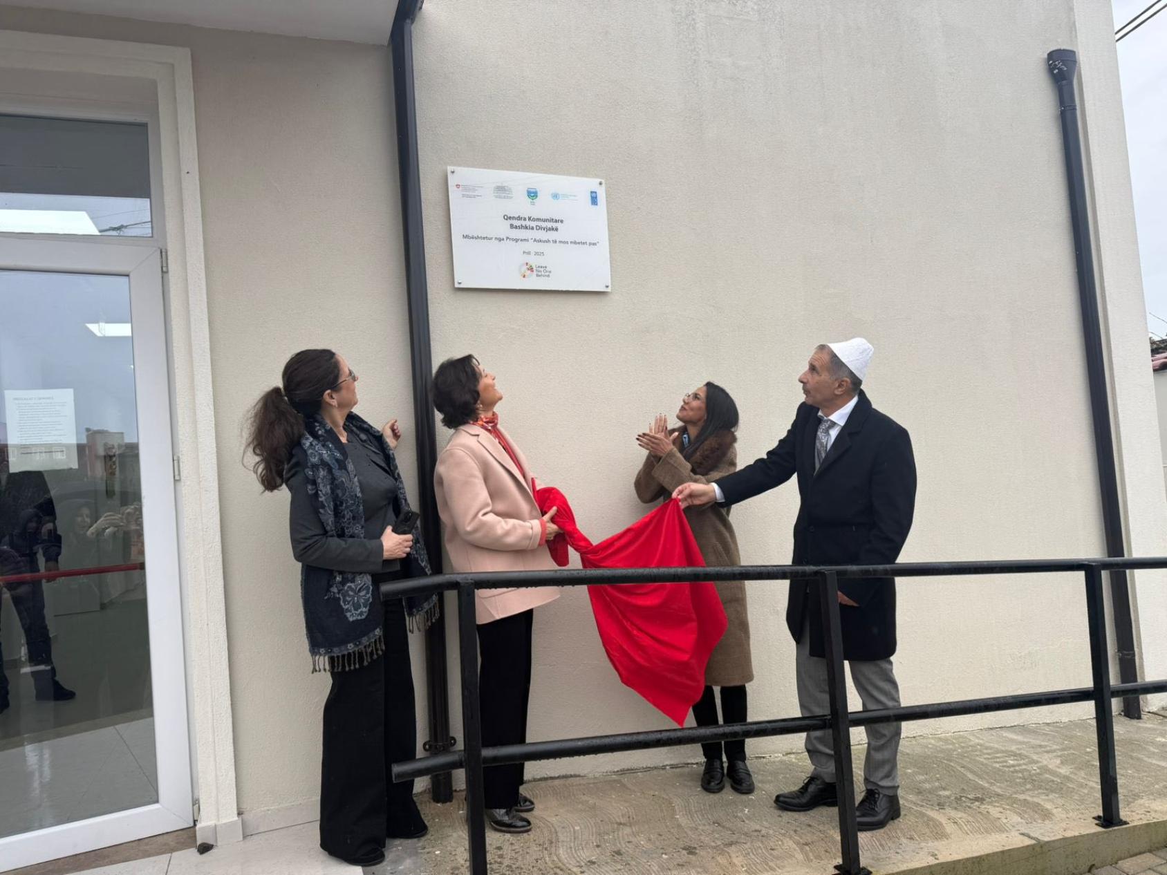 Officials inaugurate a community centre in Albania.