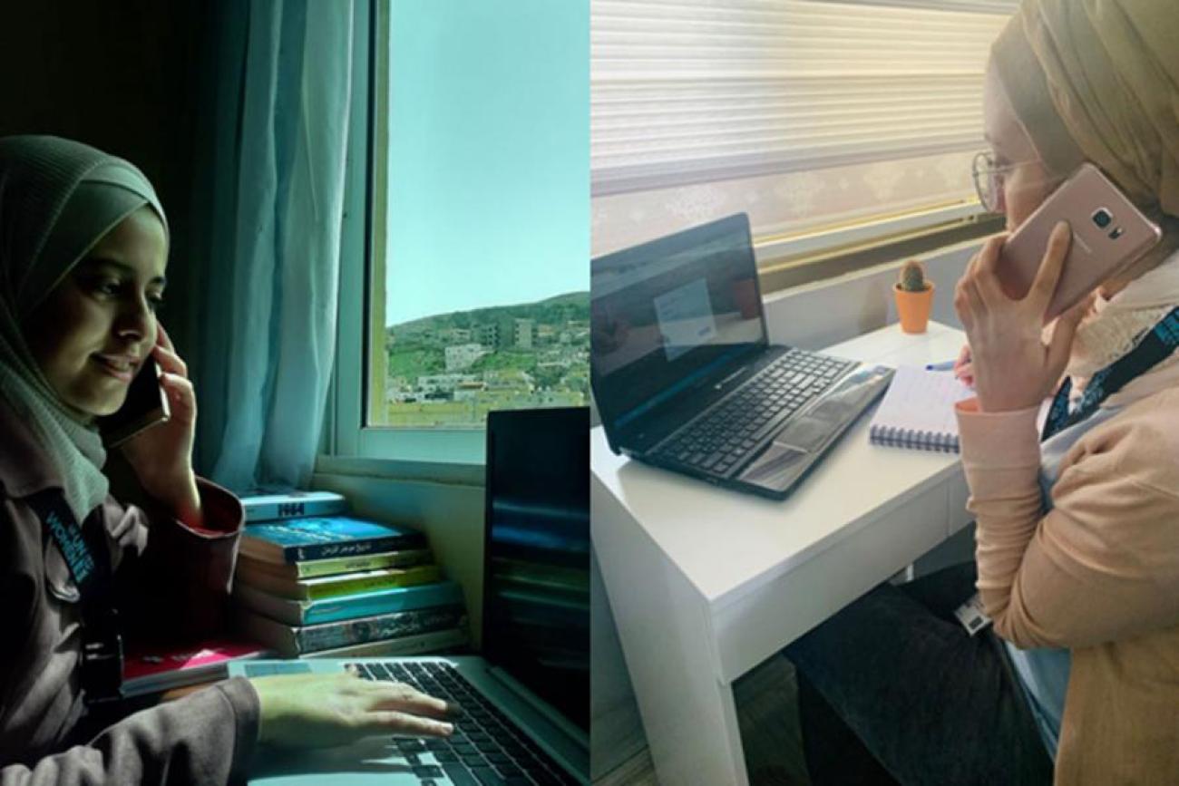 Los asistentes de ONU Mujeres sobre el terreno realizan llamadas de apoyo diarias y difunden mensajes a través de los grupos de Whatsapp.