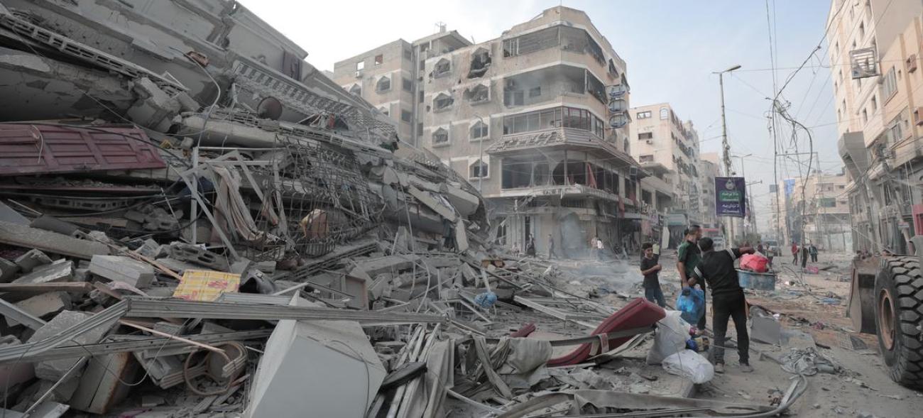 Un edificio desplomado en Gaza.