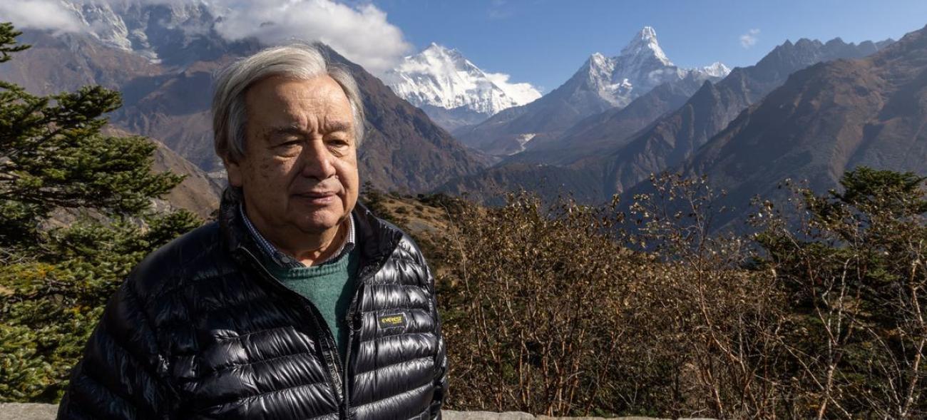 El Secretario General de las Naciones Unidas, António Guterres, visita Syangbpoche, distrito de Solukhumbu, Nepal.