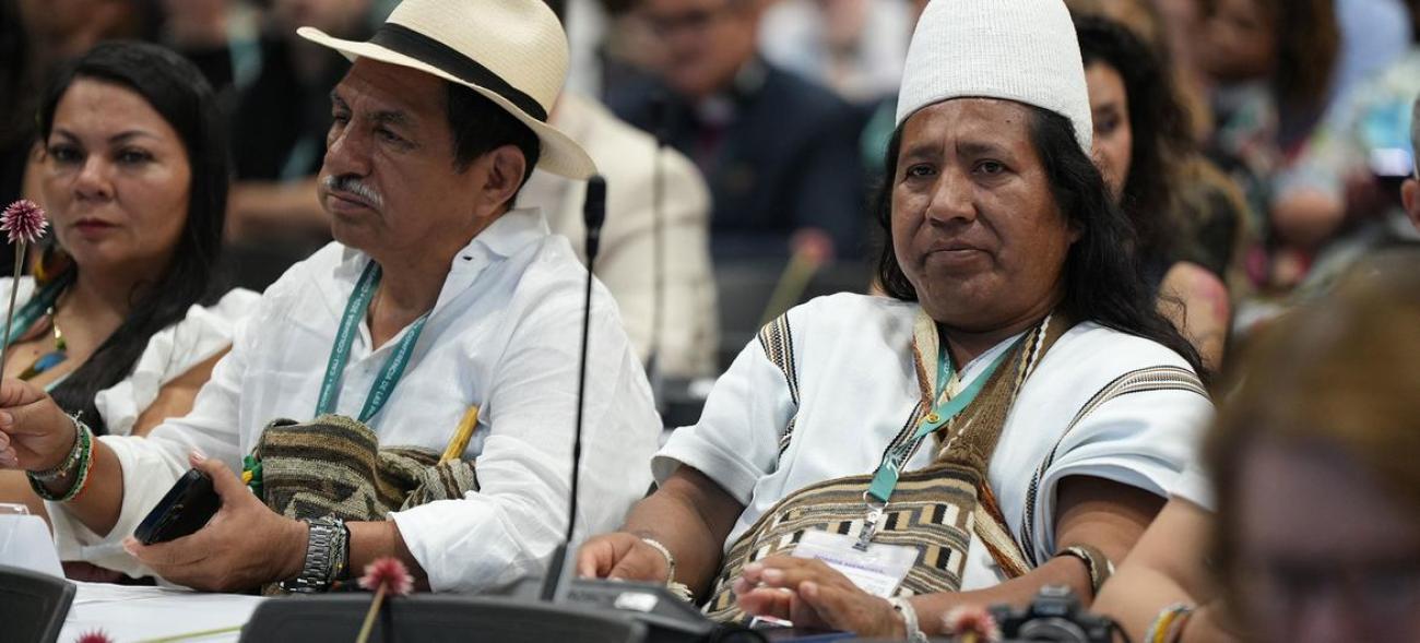 Participants listen to the opening remarks at the COP16 biodiversity conference in Cali, Colombia.