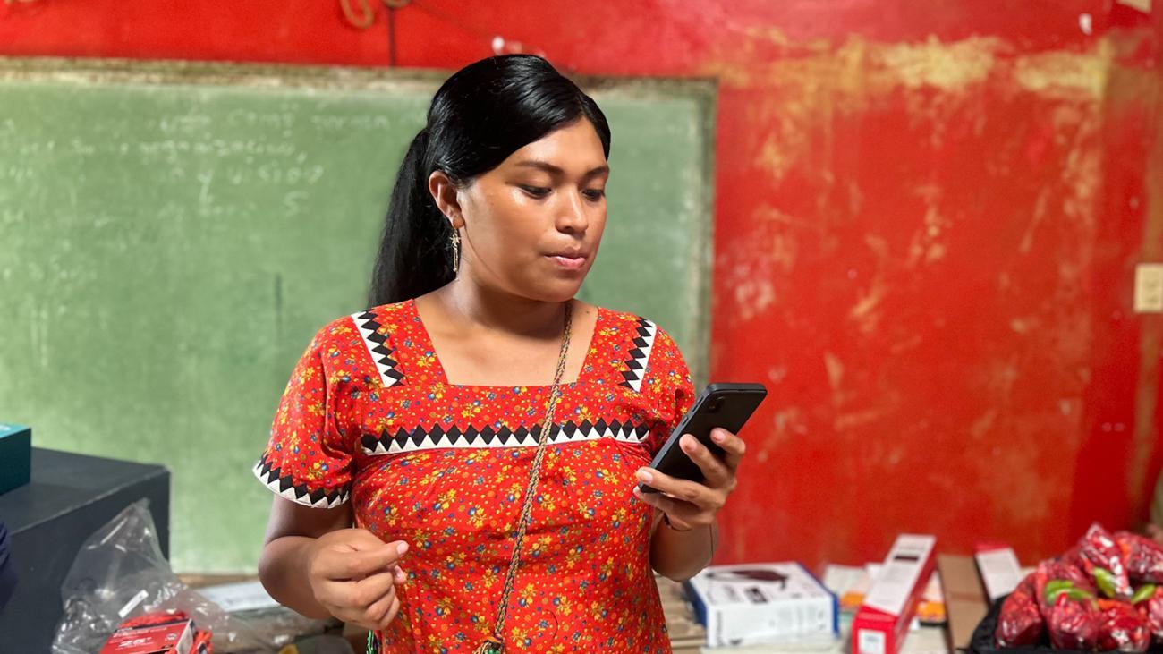 Woman looking at her phone