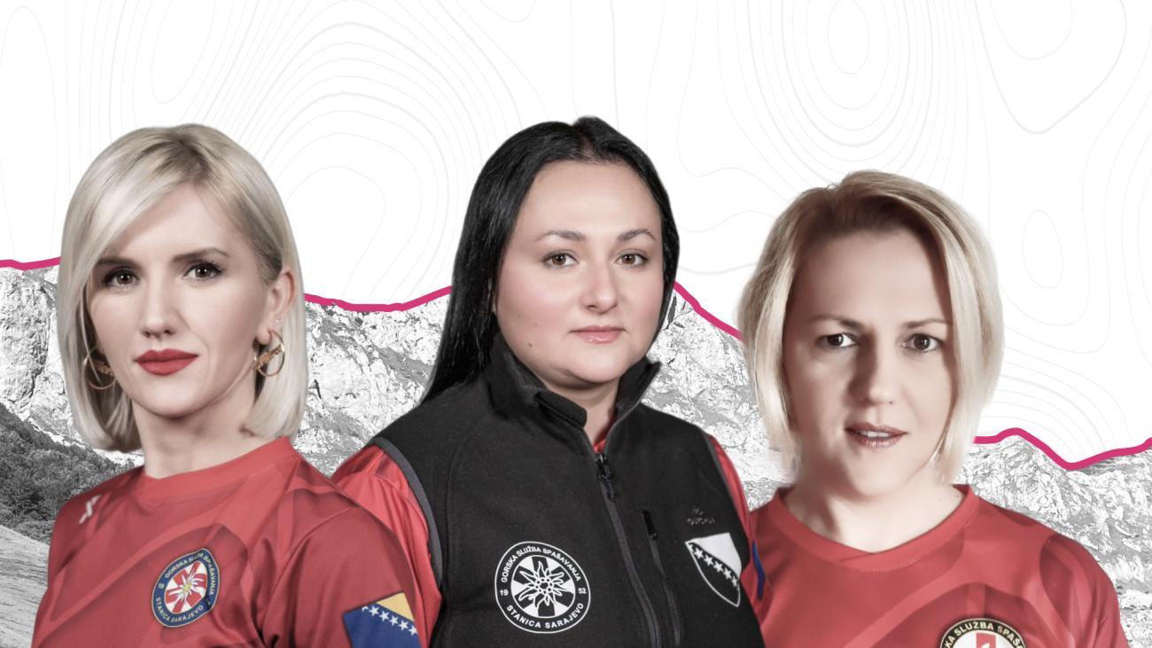 Three women against a virtual background