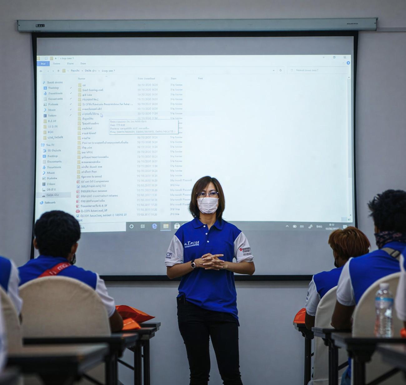 名妇女正在为移民进行职业培训。