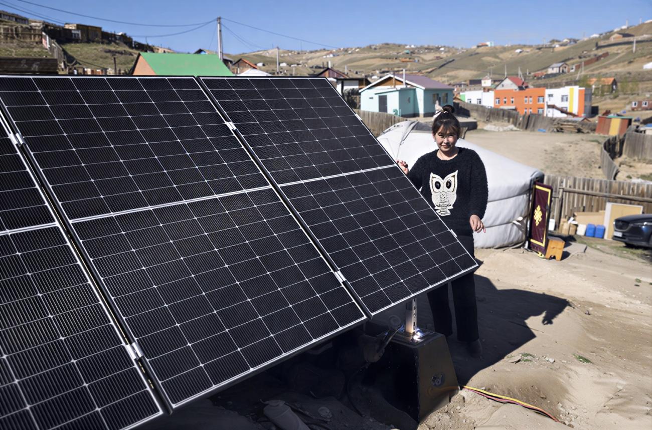 A solar panel in Mongolia