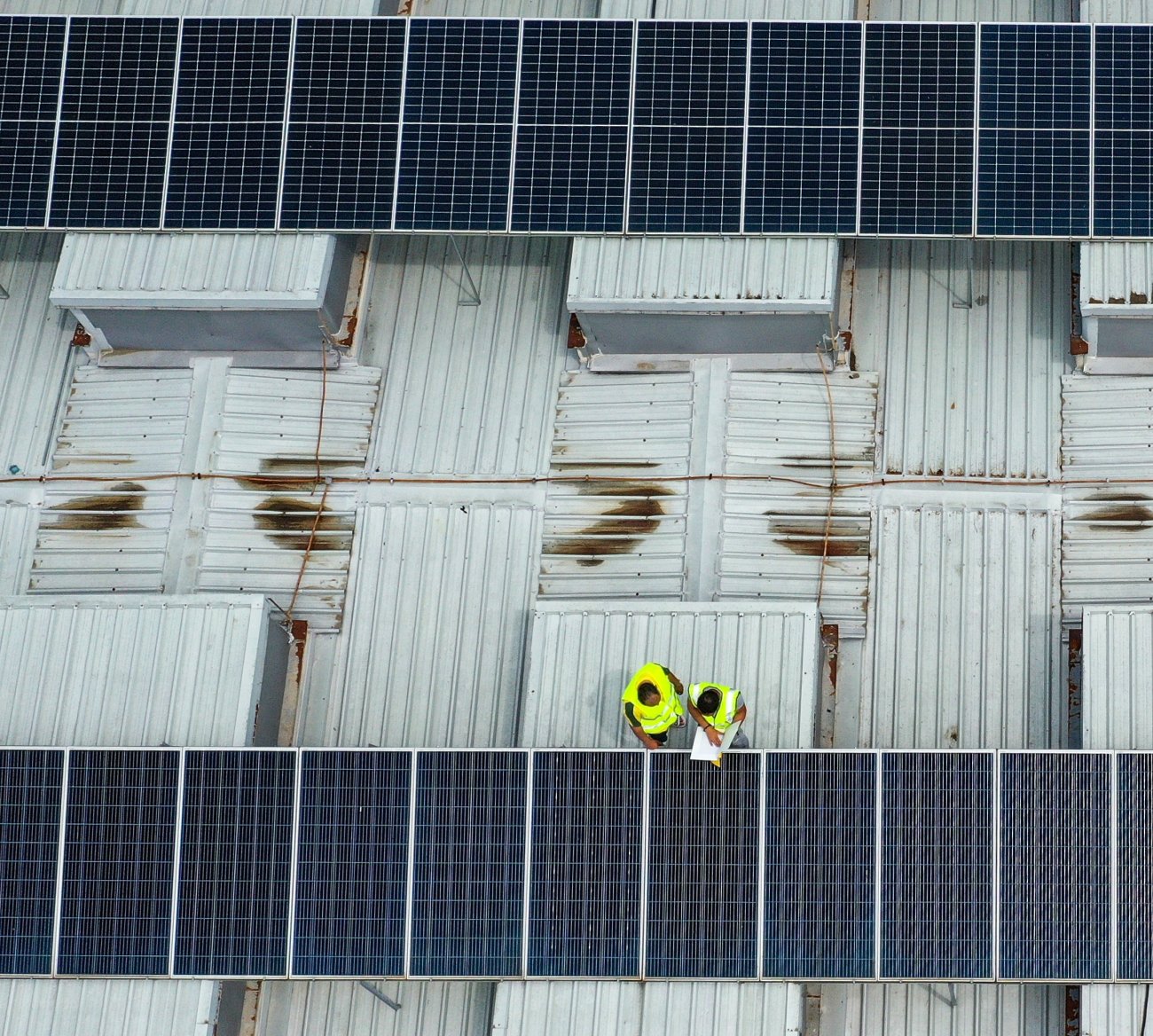 Solar panels on a roof in North Macedonia.