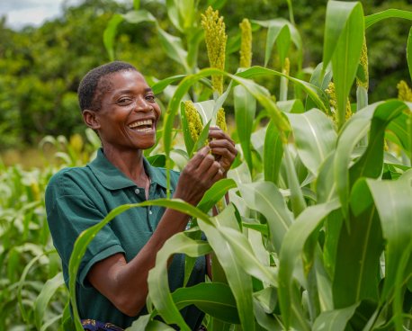 A farmer in a field in Zambia.