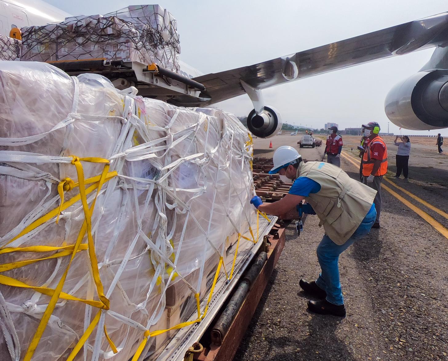 A plane, managed by UNICEF, arrived in the country with 90 tons of supplies to support with COVID-19 response.