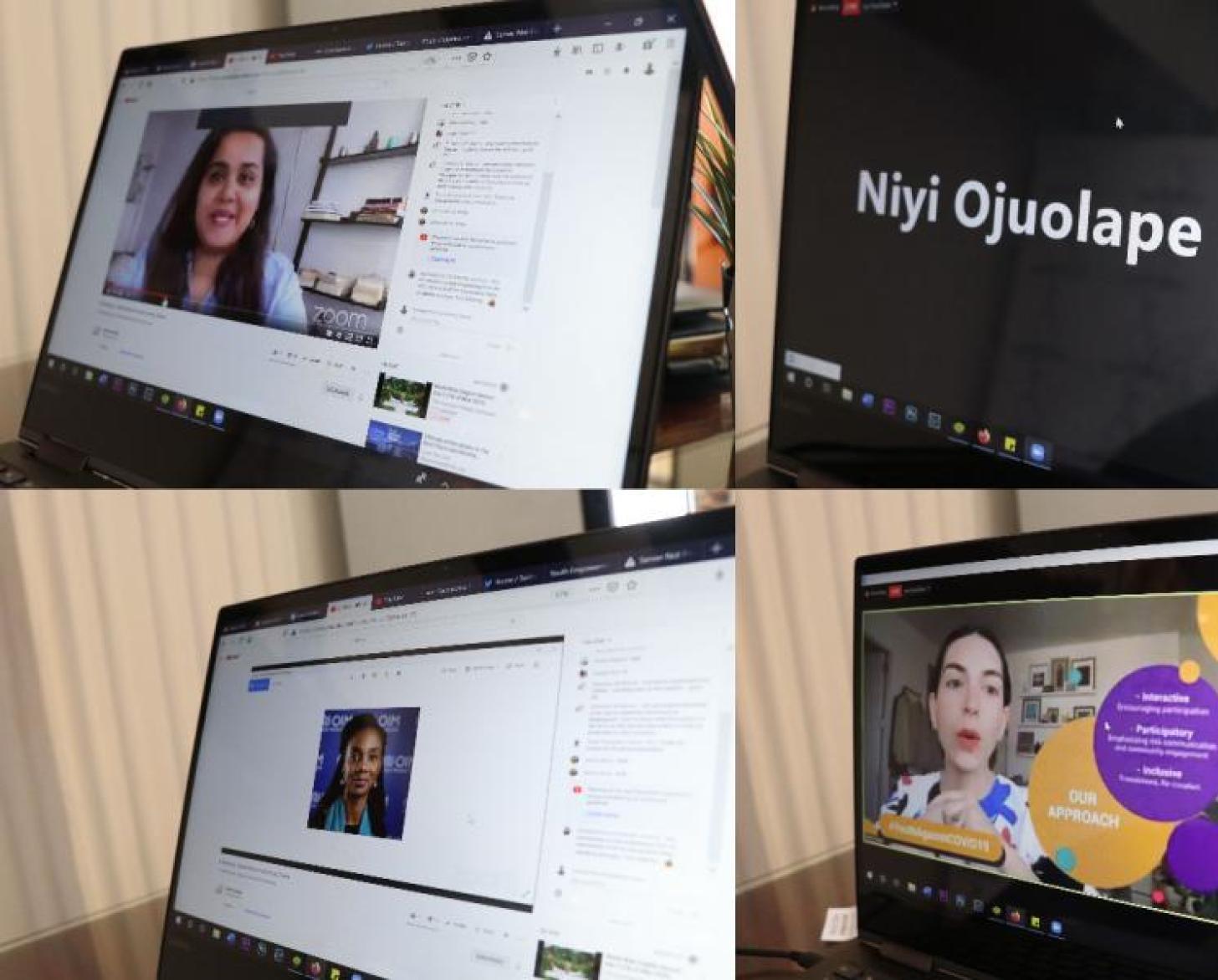 Collage de las pantallas de los participantes en la reunión durante el lanzamiento digital de la serie Youth Impact.