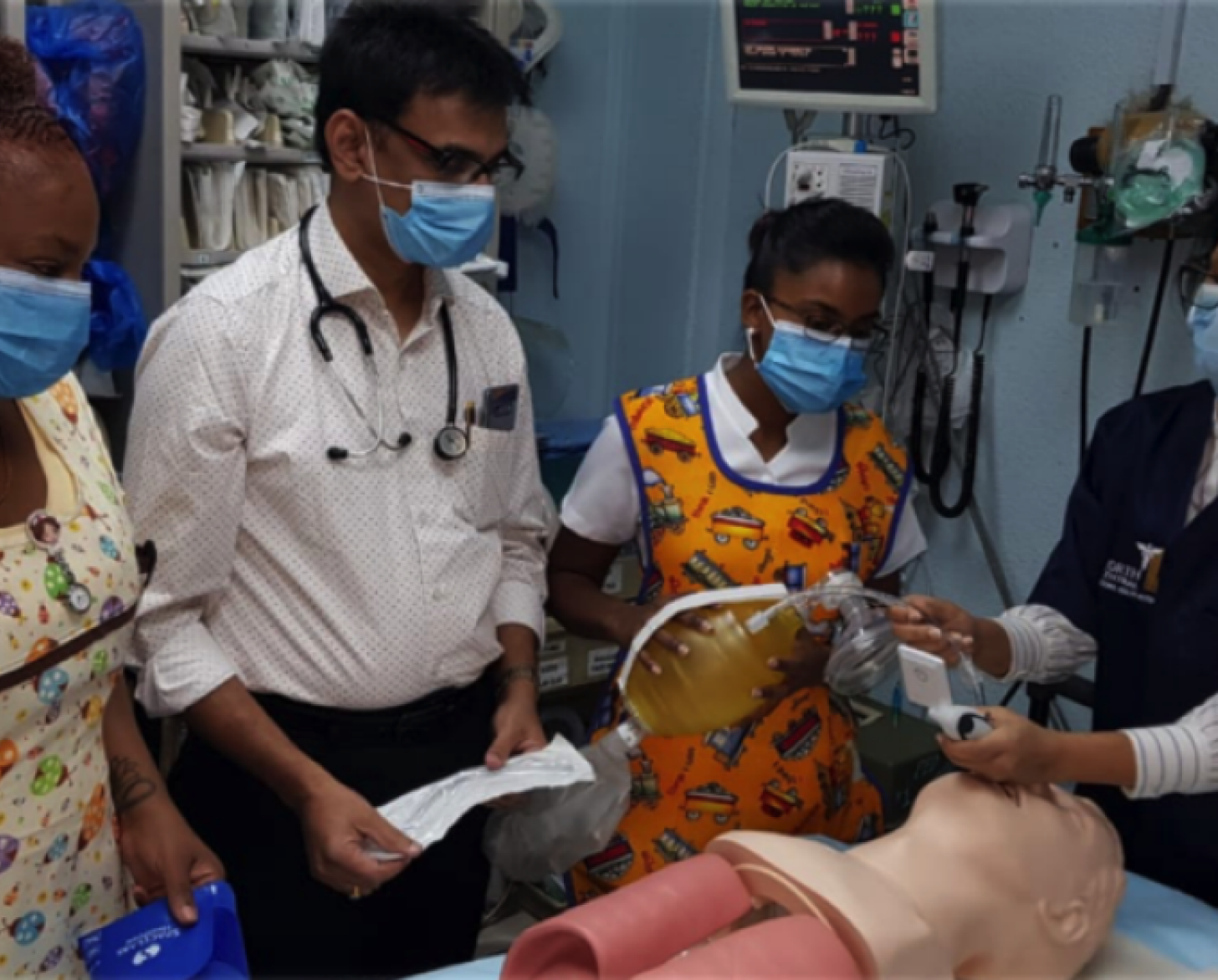 The image shows healthcare workers testing new lifesaving supplies procured by UNDP.