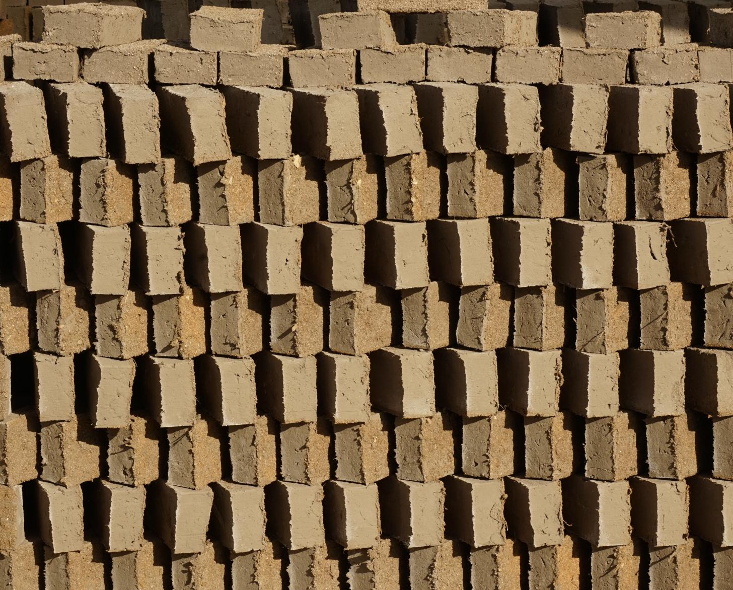 The photo shows a wall of the artisanal bricks, which were handmade. 
