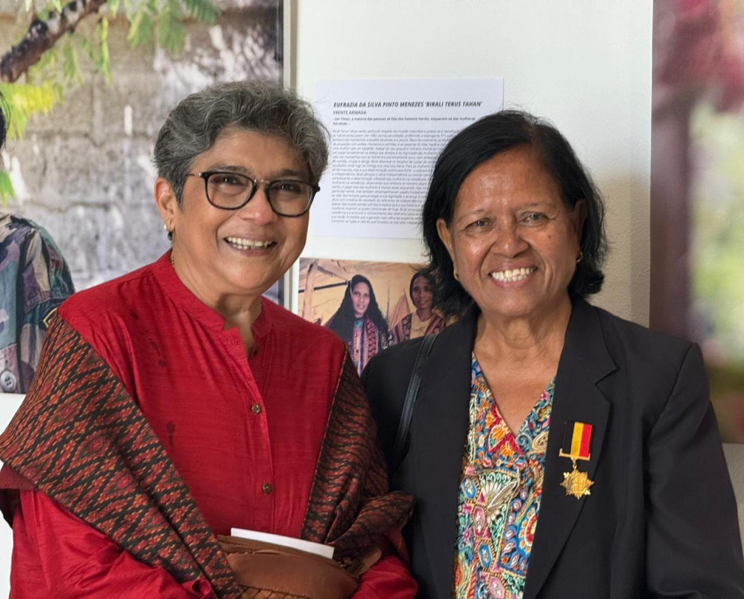 UN Undersecretary General Ms. Rabab Fatima is seen here with Ms. Fatima Vaz, a former member of the clandestine front.