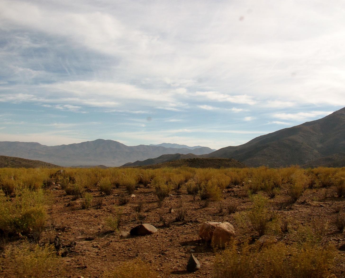 Landscape in Chile with fertile land and mountains in the background.