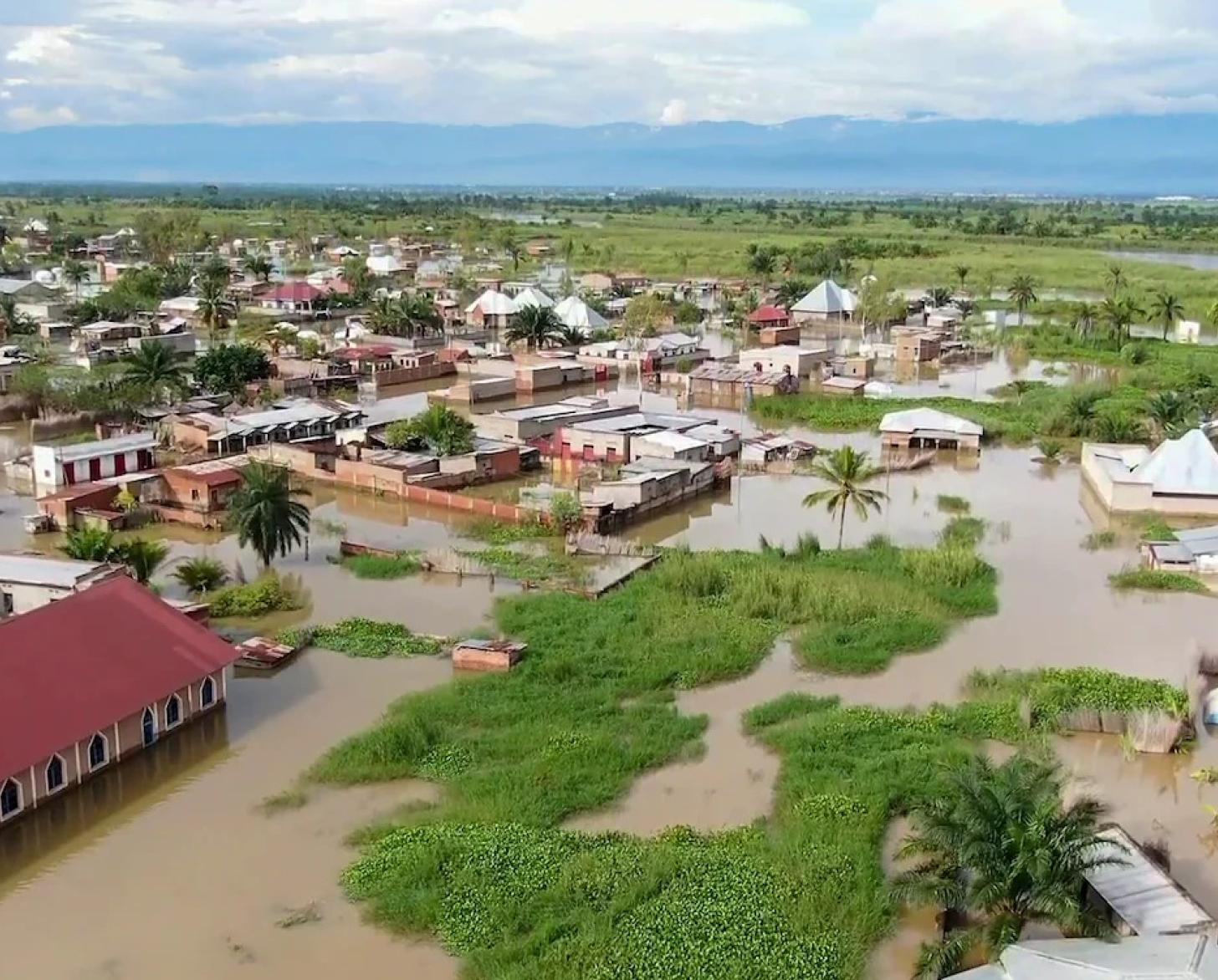 An aerial shot of flooding in Burundi.