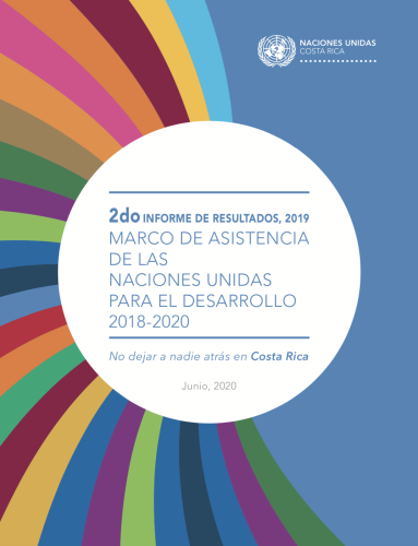 The cover shows the title in Spanish against a rainbow-like stream of colours to the left and solid blue on the right.