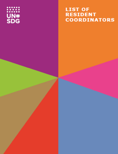 Colorful page of diagonal shapes with text on the top right corner.