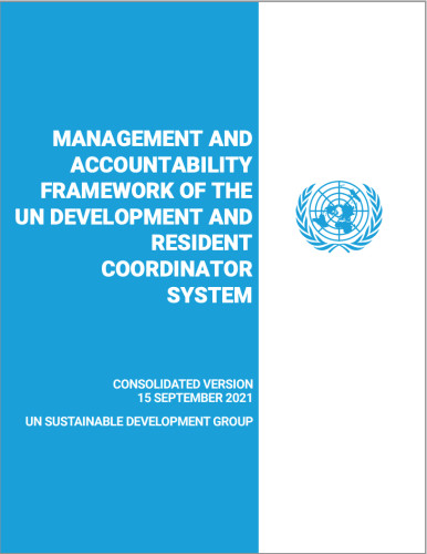 A light blue and white cover with the United Nations Logo on the right side. 