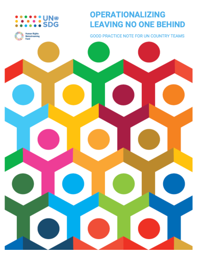 Publication cover with UNSDG logos in the top left corner and graphic elements in colors of the 17 SDGs.