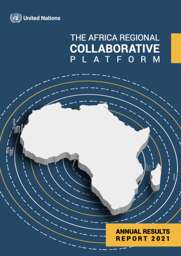 Dark blue publication cover with an outline of Africa in white 