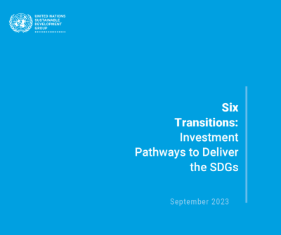 A blue background with the UN SDG logo and the title