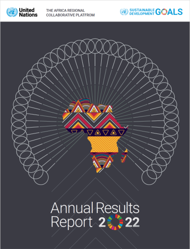 A black graphic with a colourful map of Africa