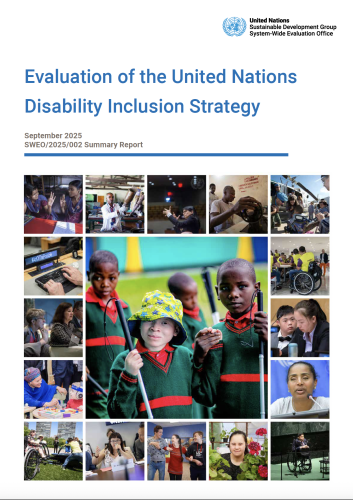 The cover of the Evaluation of the United Nations Disability Inclusion Strategy Summary.