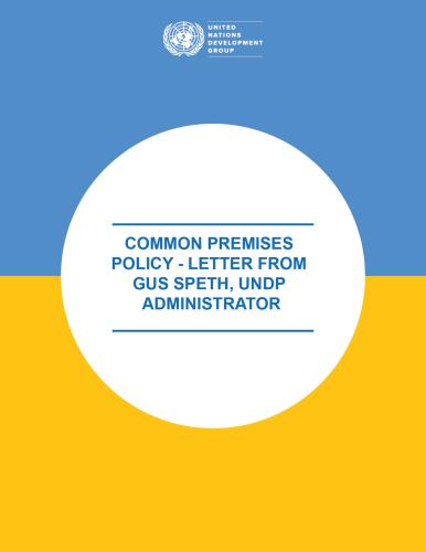 Portada del documento con un fondo azul y amarillo, y el título en inglés dentro de un círculo blanco.