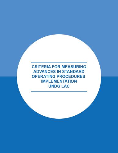 Portada del documento con un fondo en dos tonos de azul, y el título en inglés dentro de un círculo blanco.