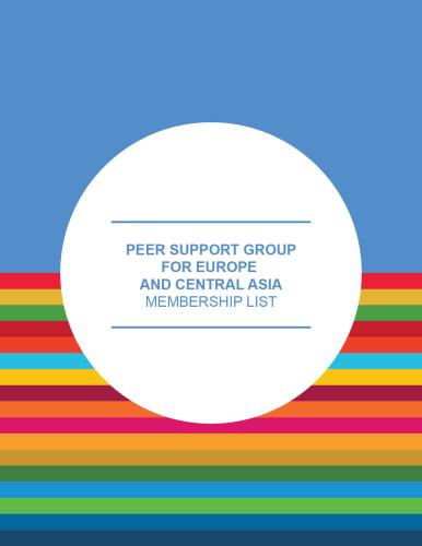 Portada del documento con un fondo azul y un bloque de tiras con los colores de los ODS, con el título del documento dentro de un círculo blanco.