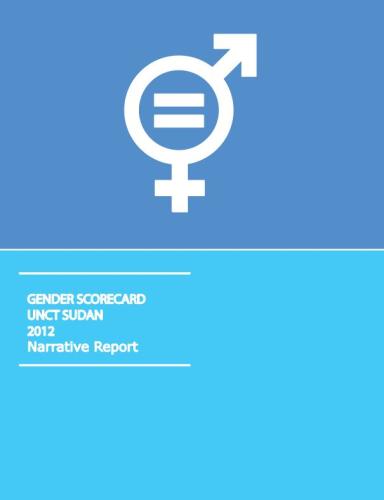 Portada del documento con un fondo en dos tonos de azul y el símbolo de igualdad de género en blanco.