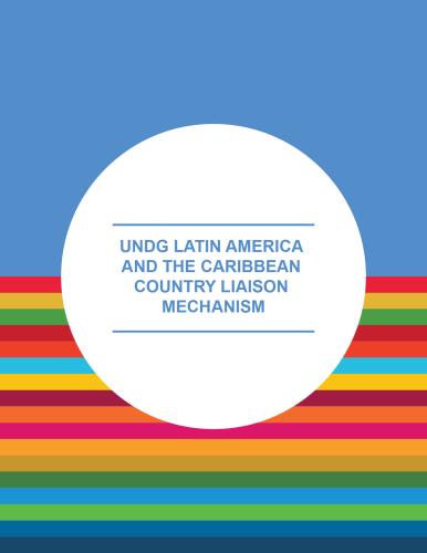 Portada del documento con líneas multicolores de los ODS y el título en inglés dentro de un círculo blanco.