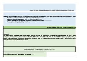 Réponse de la direction concernant l'évaluation du PNUAD/Plan-cadre de coopération