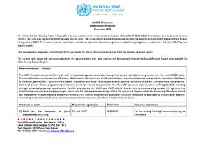 Réponse de la direction concernant l'évaluation du PNUAD/Plan-cadre de coopération